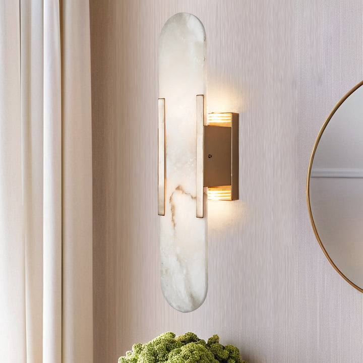 Alabaster Elegance Backplate Sconce - Elegant Alabaster Design with Stunning Finishes - Perfect for Bathroom Sconce