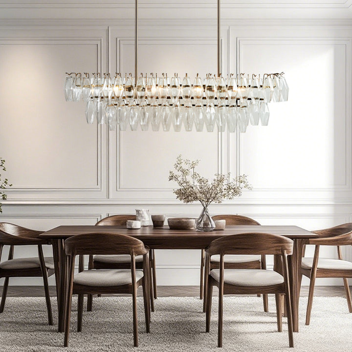 Timeless Elegance Fluted Crystal Chandelier with Luxe Metallic Finish,Fluted crystal effect ,dining room light fitting
