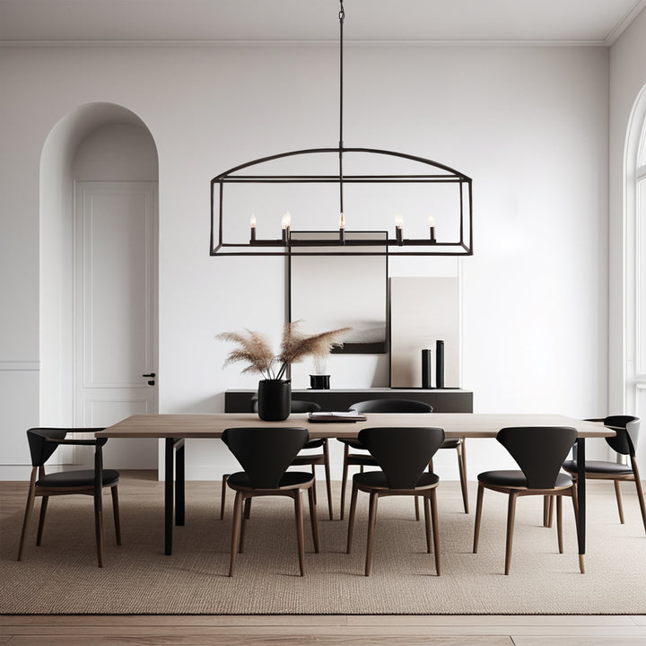 ForgeCurve Dining Chandelier - Modern Hand-Forged Chandelier with Organic Curves Suitable for Dining Room And Living Room