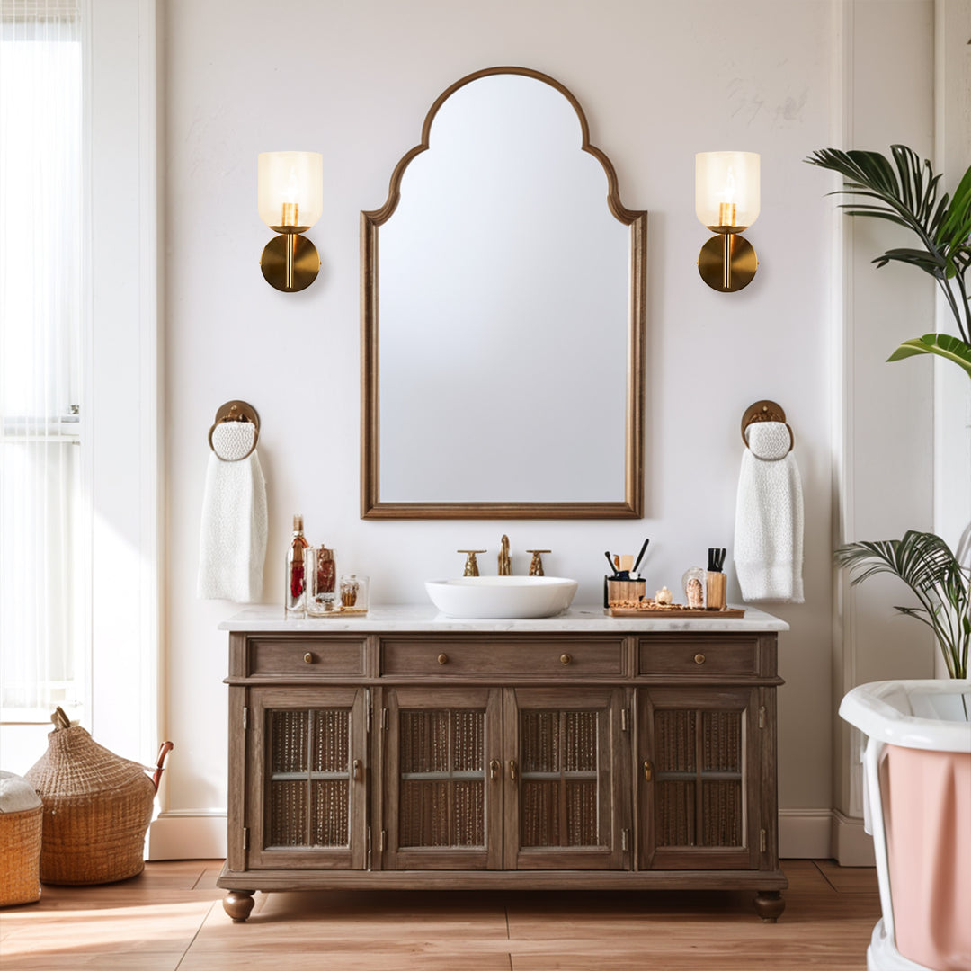 Antique Bronze Bell-Shaped Wall Sconce with Ribbed Glass Shade for Indoor Lighting