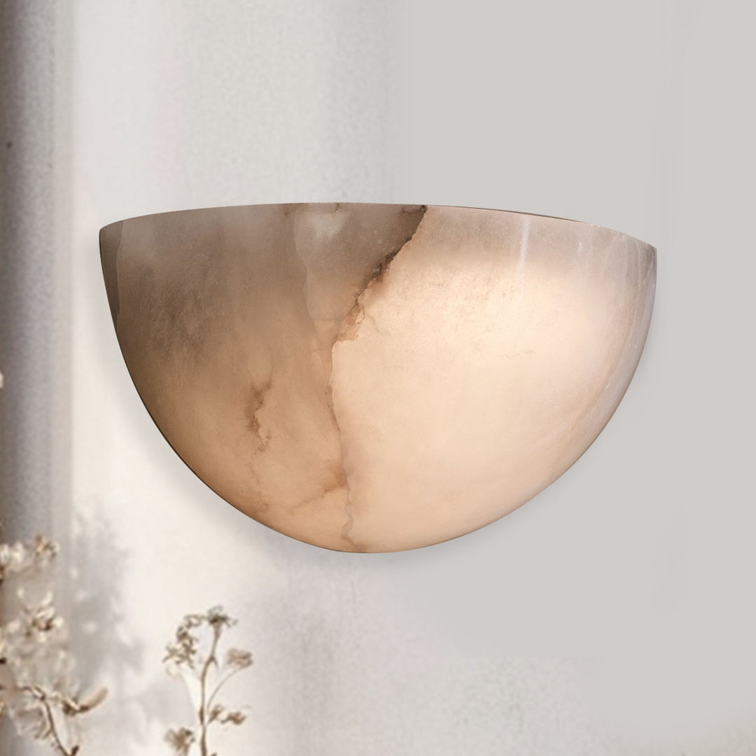 Alabaster Natural Stone Wall Light Sconce - Elegant Natural Stone Lighting for Home Decor - Perfect for Living Room, Kitchen, and Bedroom Wall Lights
