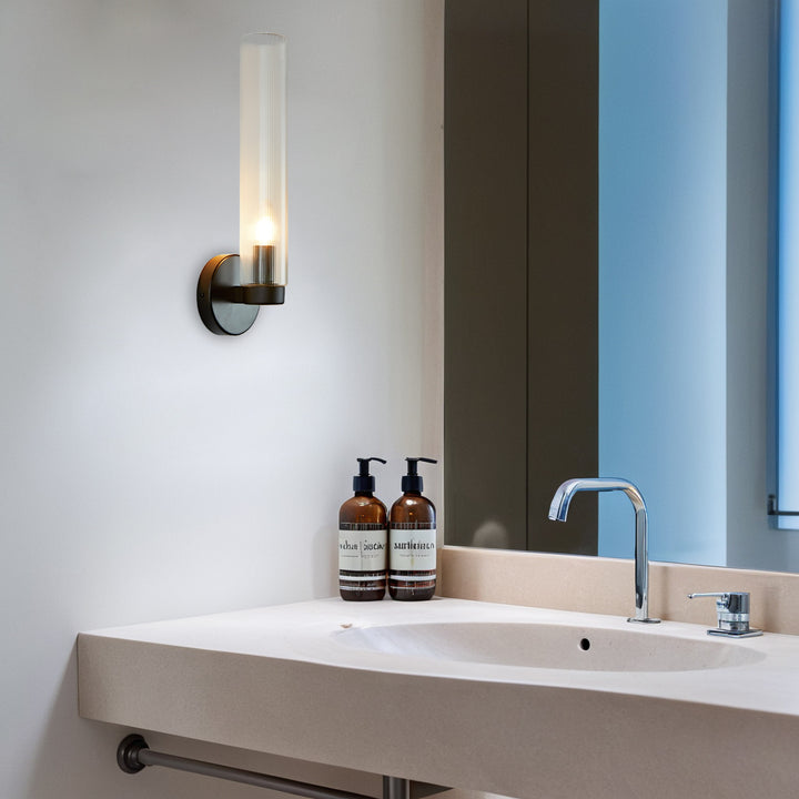 Radiant Fluted Glow Sconce - Elegant Bathroom Wall Lights with Fluted Glass Shade, Suitable for Your Makeup Lighting Mirror in the Bathroom