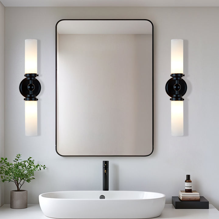 Spherical Steel Sconce - Modern Silhouette with Steel Construction and Spherical Detail - Stylish Bathroom Wall Lights and Contemporary Bathroom Sconces Modern