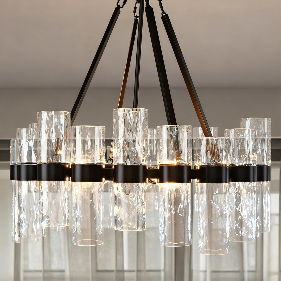 Penni Recycled Glass Chandelier - Elegant Art Deco Lighting Fixture - Perfect for Living Room Chandelier and Hanging Light Fixture