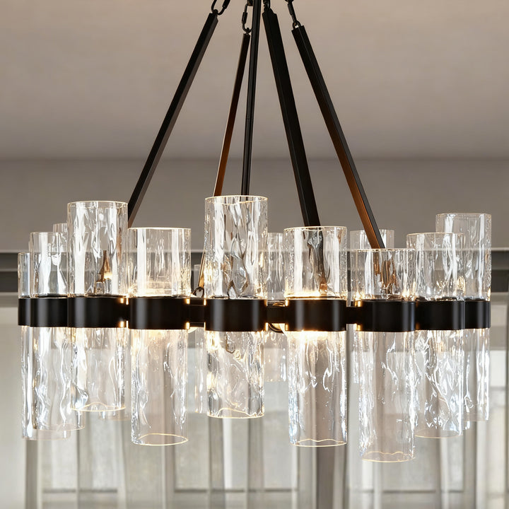 Penni Recycled Glass Chandelier - Elegant Art Deco Lighting Fixture - Perfect for Living Room Chandelier and Hanging Light Fixture