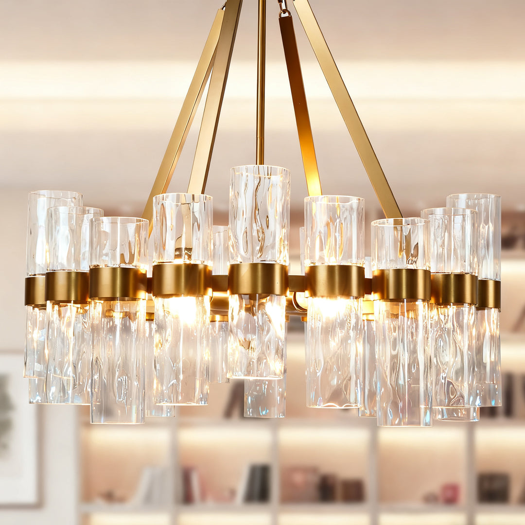 Penni Recycled Glass Chandelier - Elegant Art Deco Lighting Fixture - Perfect for Living Room Chandelier and Hanging Light Fixture