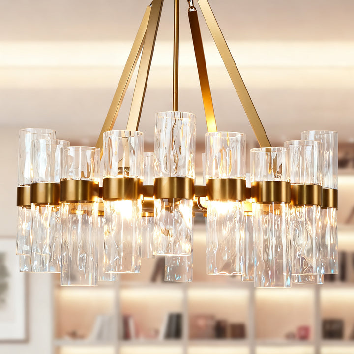 Penni Recycled Glass Chandelier - Elegant Art Deco Lighting Fixture - Perfect for Living Room Chandelier and Hanging Light Fixture