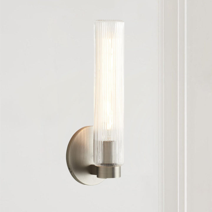 Radiant Fluted Glow Sconce - Elegant Bathroom Wall Lights with Fluted Glass Shade, Suitable for Your Makeup Lighting Mirror in the Bathroom