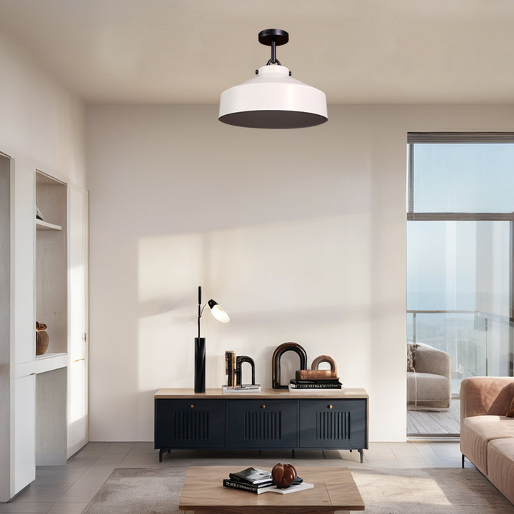 Flexillum Living Room Flush Mount 16" - Sleek Design with Angular Details, Versatile Placement, and Dimmer Switch Compatible - Perfect for Living Room, Ceiling Lamps for Living Room, and Lounge Lights Ceiling