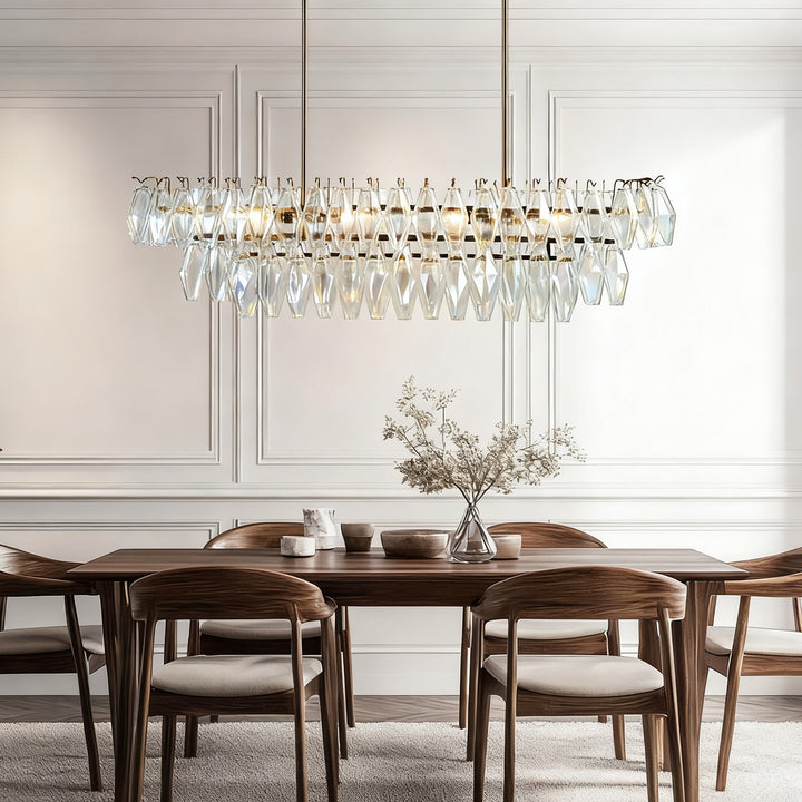 Timeless Elegance Fluted Crystal Chandelier with Luxe Metallic Finish,Fluted crystal effect ,dining room light fitting
