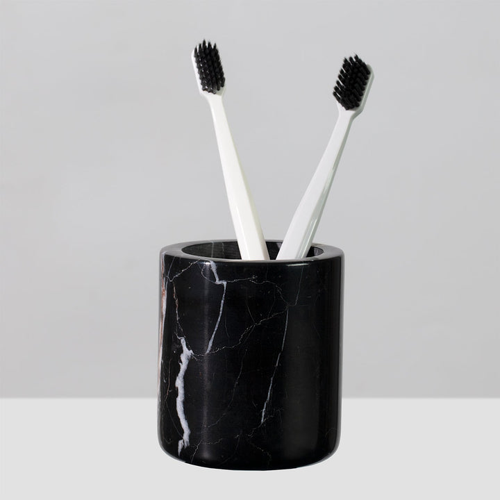 Handcrafted Black Marquina Marble Bath Accessories - Unique and Chic Bathroom Supplies for Elegant Decor