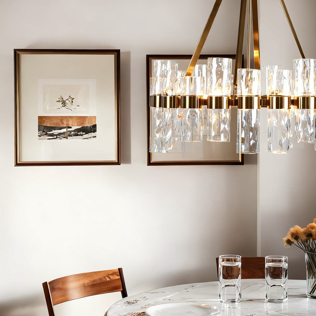 Penni Recycled Glass Chandelier - Elegant Art Deco Lighting Fixture - Perfect for Living Room Chandelier and Hanging Light Fixture