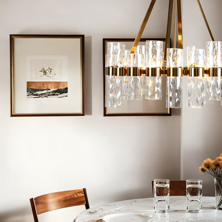 Penni Recycled Glass Chandelier - Elegant Art Deco Lighting Fixture - Perfect for Living Room Chandelier and Hanging Light Fixture