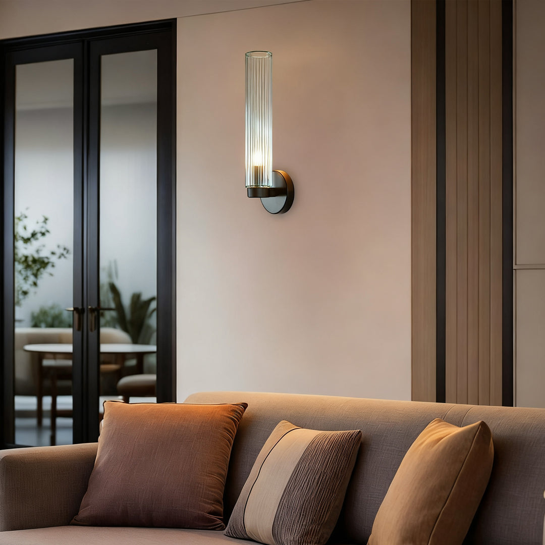 Radiant Fluted Glow Sconce - Elegant Bathroom Wall Lights with Fluted Glass Shade, Suitable for Your Makeup Lighting Mirror in the Bathroom