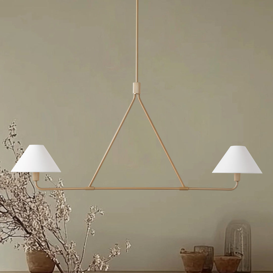 Minimalist Elegance Architectural 2-Light Tapered Pendant: Angular and Minimalist Design for Dining, Bedroom, and Living Room Illumination