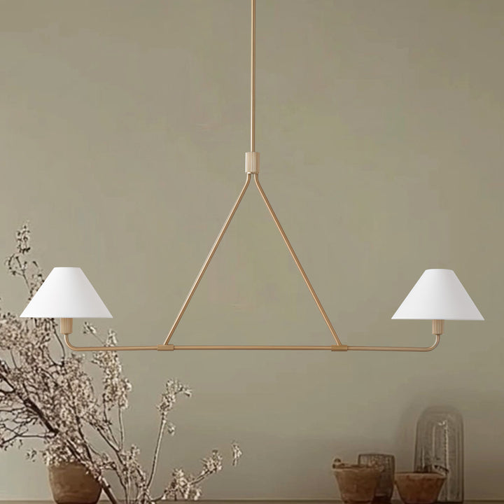 Minimalist Elegance Architectural 2-Light Tapered Pendant: Angular and Minimalist Design for Dining, Bedroom, and Living Room Illumination