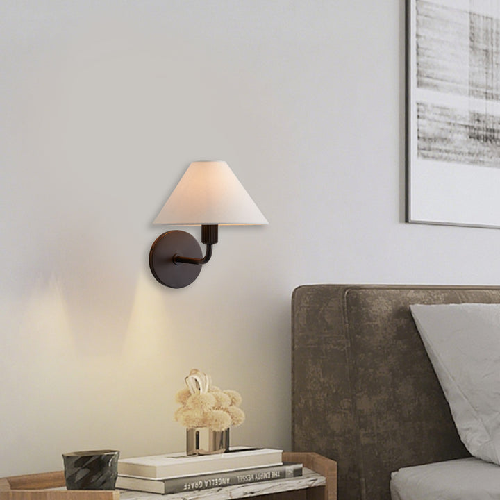 Elegant Linen Glow Sconce - Architectural Design Tapered Shade Wall Sconce for Bedroom and Living Room - A Statement Piece of Elegance and Sophistication