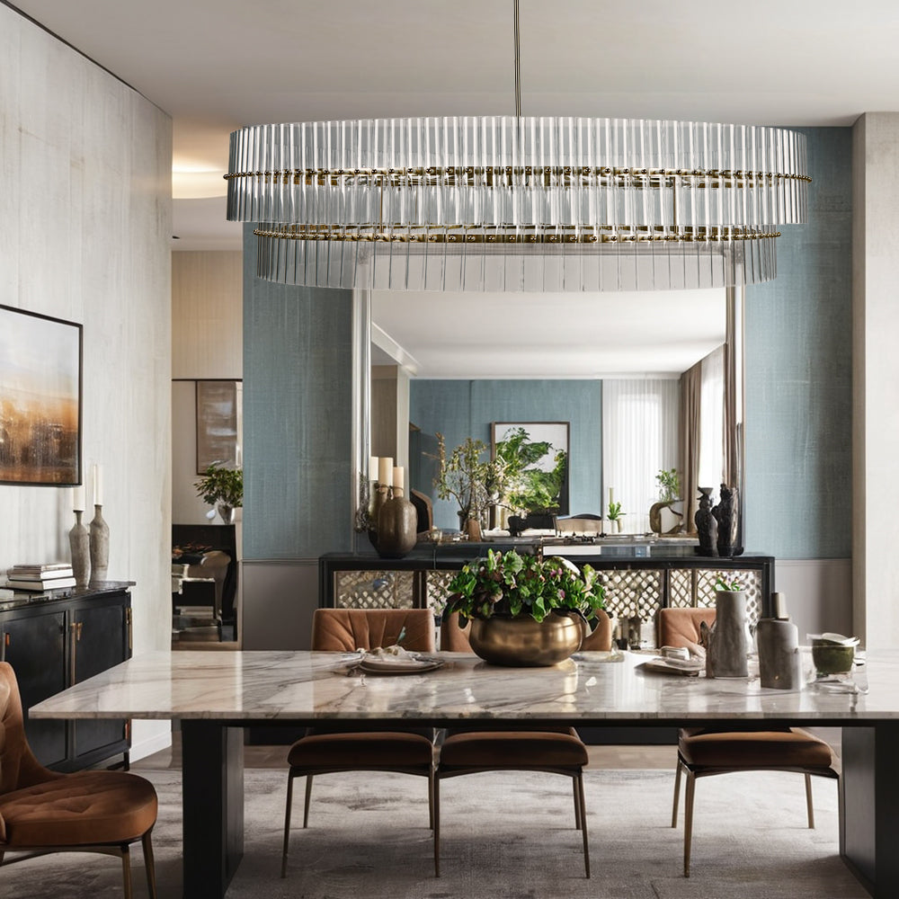 Mallory Crystal elegant retro brass round chandelier pure crystal created for living room, kitchen