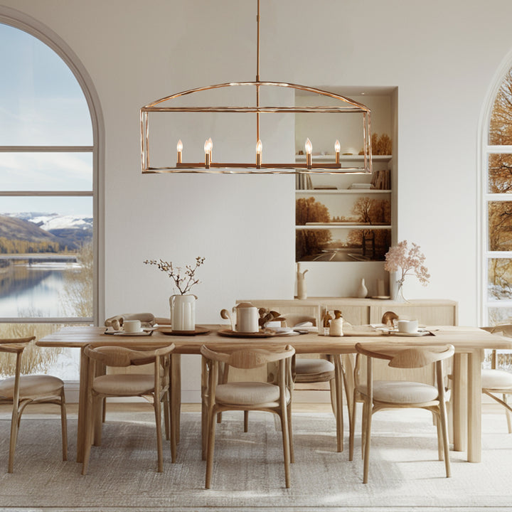 ForgeCurve Dining Chandelier - Modern Hand-Forged Chandelier with Organic Curves Suitable for Dining Room And Living Room