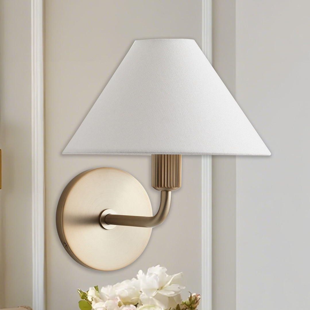 Elegant Linen Glow Sconce - Architectural Design Tapered Shade Wall Sconce for Bedroom and Living Room - A Statement Piece of Elegance and Sophistication