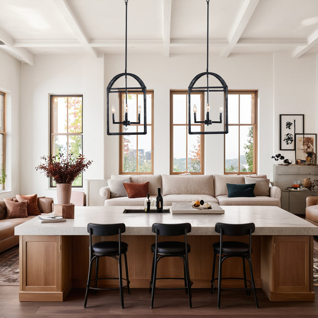 Modern Industrial Forged-Iron Pendant Light - Adjustable Height Hanging Light Fixtures, Suitable for Dining Room And Living Room