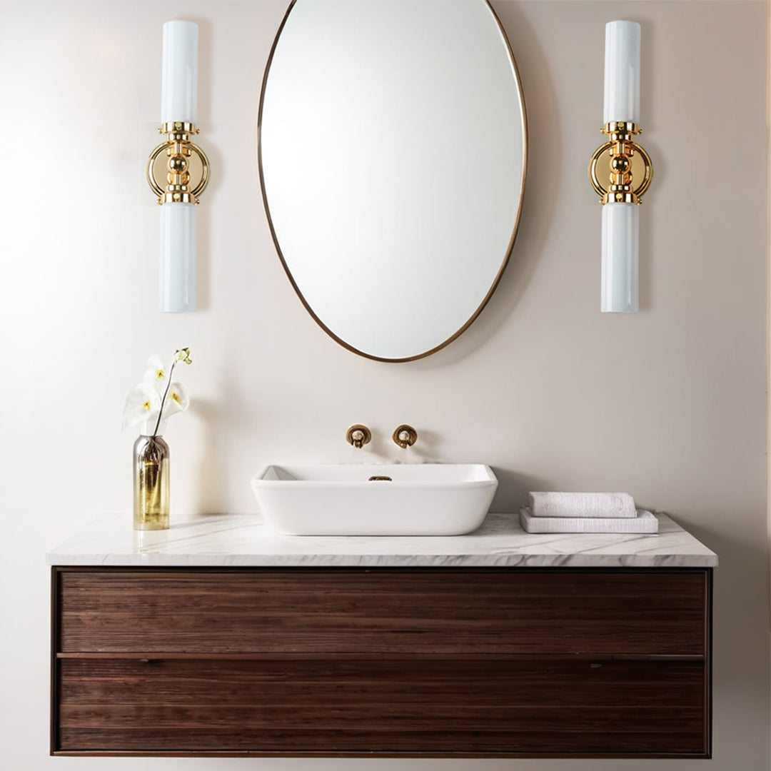 Spherical Steel Sconce - Modern Silhouette with Steel Construction and Spherical Detail - Stylish Bathroom Wall Lights and Contemporary Bathroom Sconces Modern