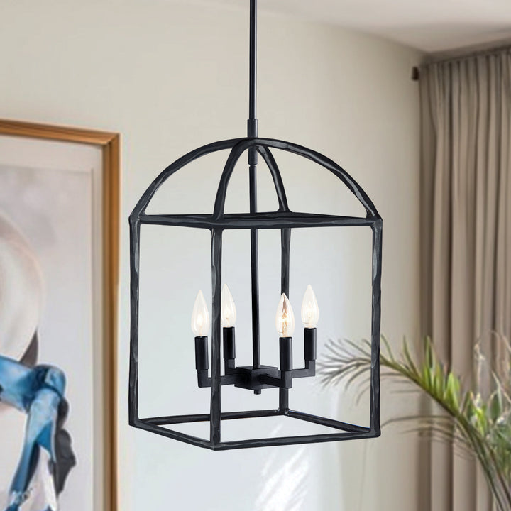 Modern Industrial Forged-Iron Pendant Light - Adjustable Height Hanging Light Fixtures, Suitable for Dining Room And Living Room