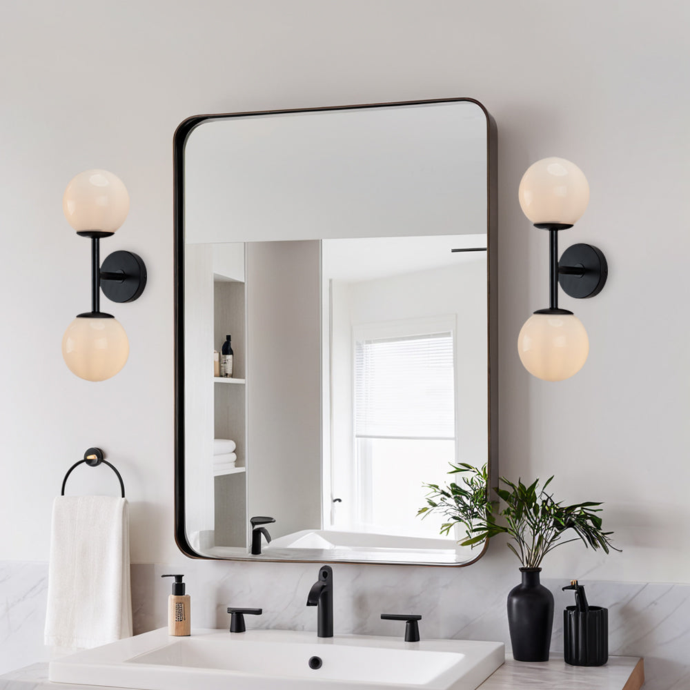 Fiberglass Glow Double Wall Sconce: Cast Fiberglass with White Textured Finish and Pewter/Gold Accents for Kitchen, Bathroom, Outdoor