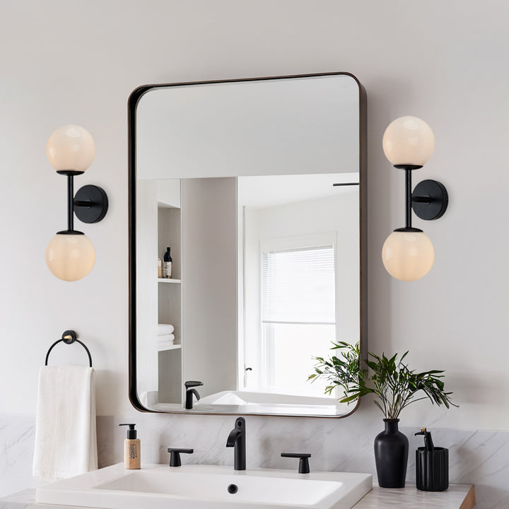 Fiberglass Glow Double Wall Sconce: Cast Fiberglass with White Textured Finish and Pewter/Gold Accents for Kitchen, Bathroom, Outdoor