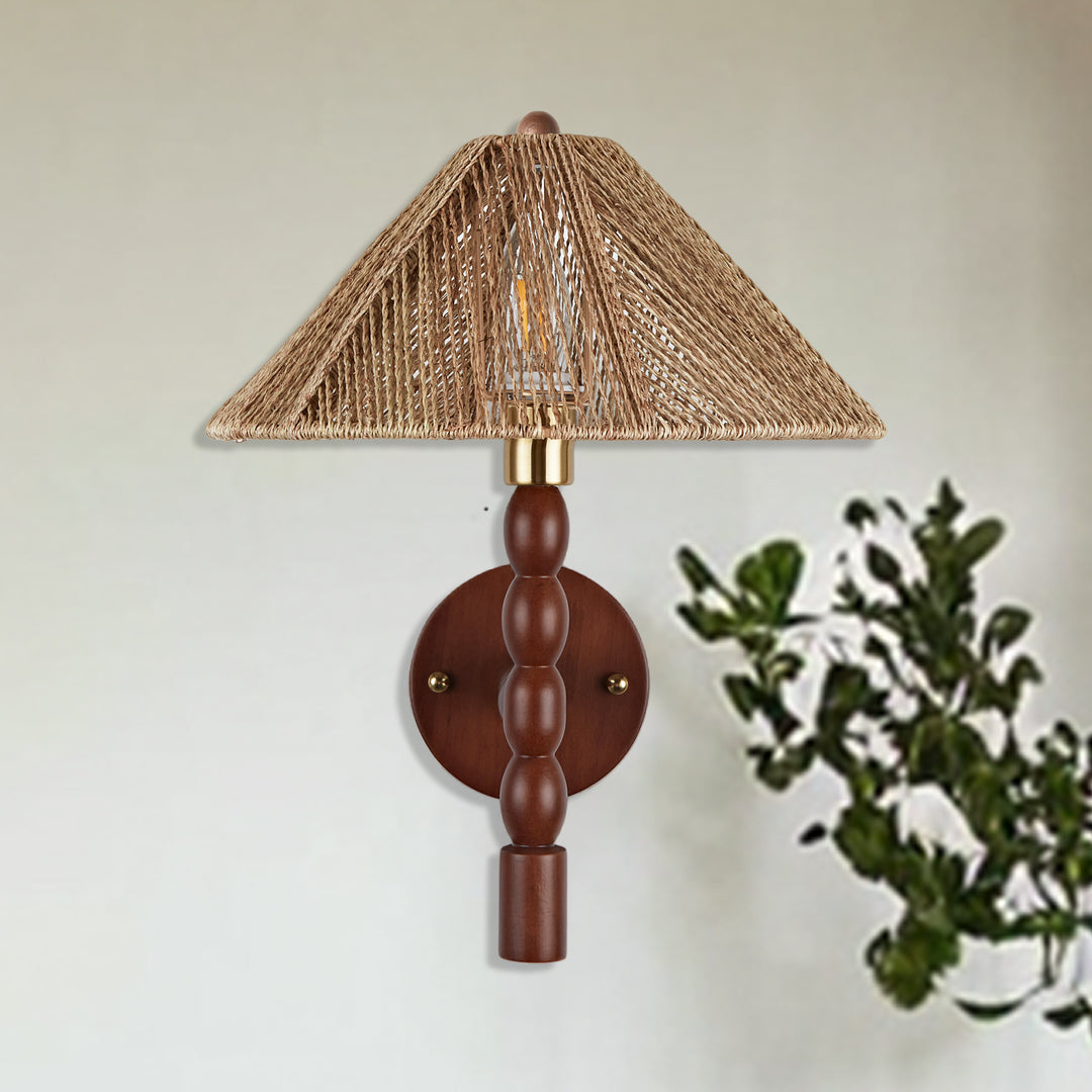 Samina Sconce - Modern Style with Handwoven jute and solid walnut - Perfect for Living Room, Dining Room and Enteyway