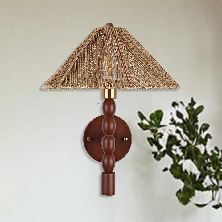 Samina Sconce - Modern Style with Handwoven jute and solid walnut - Perfect for Living Room, Dining Room and Enteyway