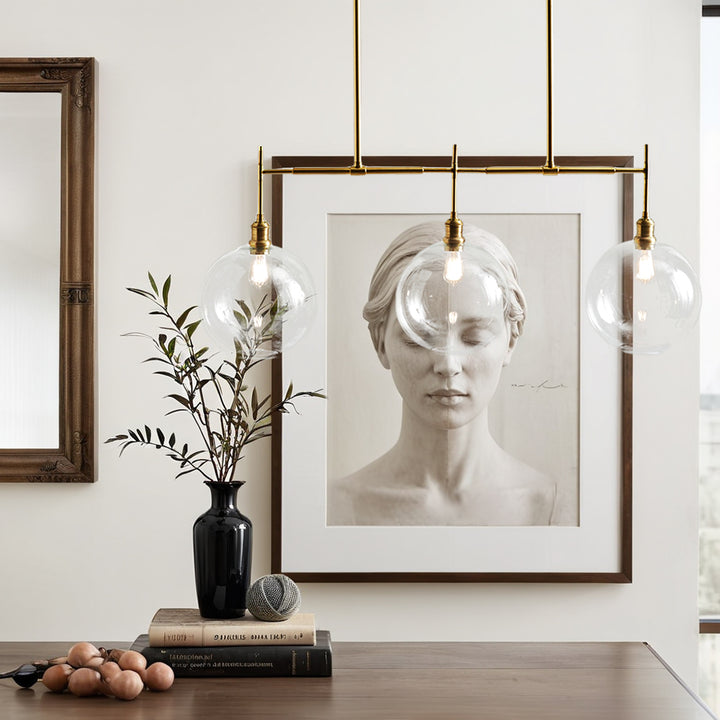 Modern Glam Linear Globe Chandelier - Stylish Two-Toned Light Fixture for Dining Room