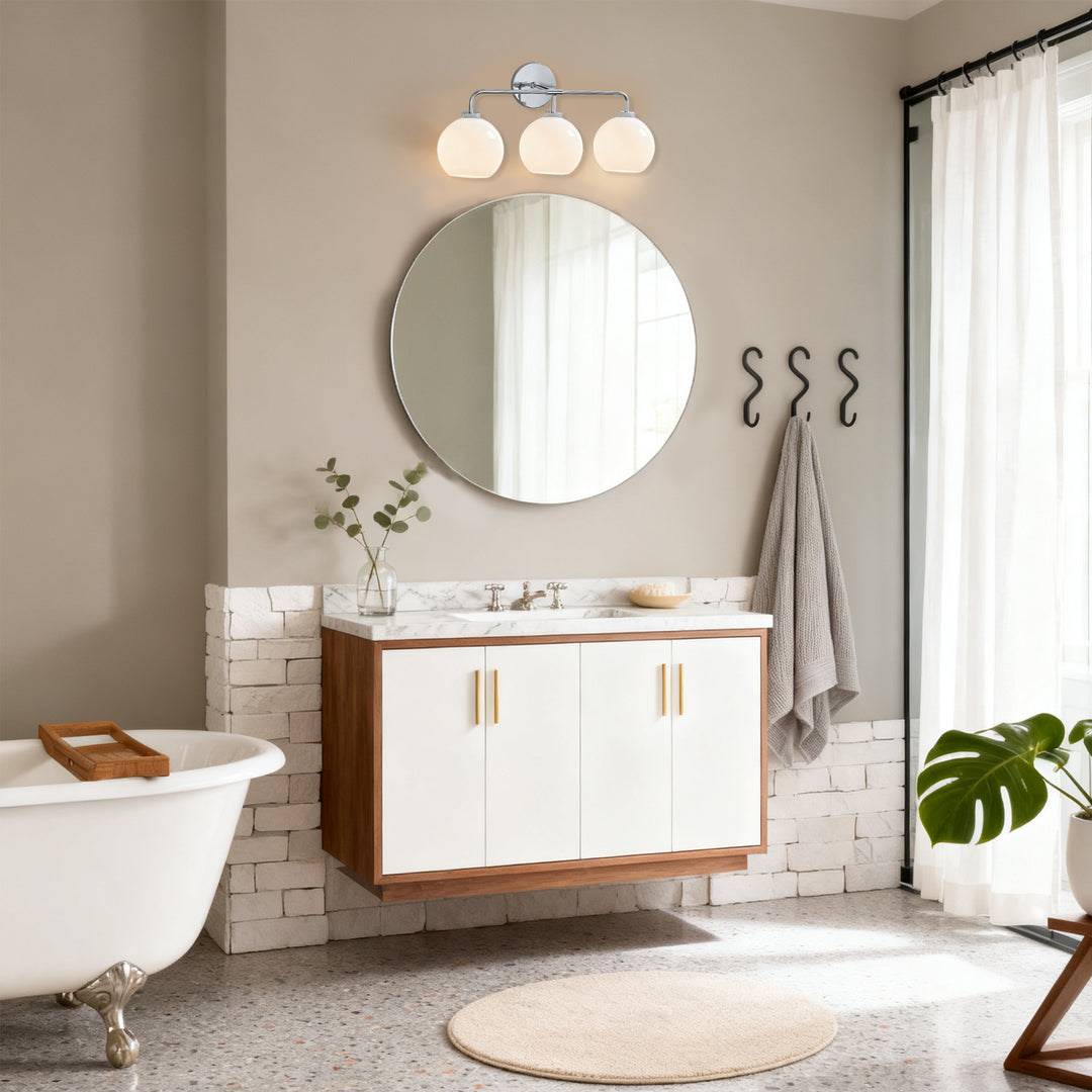 Blown Glass Steel Frame Triple Sconce Collection - Stylish Glass Sconce Options, Bathroom Sconces