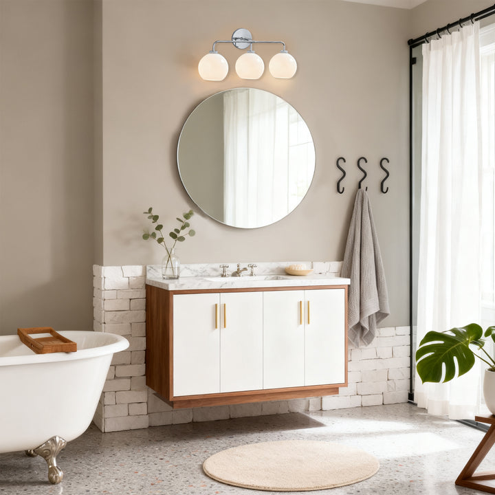 Blown Glass Steel Frame Triple Sconce Collection - Stylish Glass Sconce Options, Bathroom Sconces