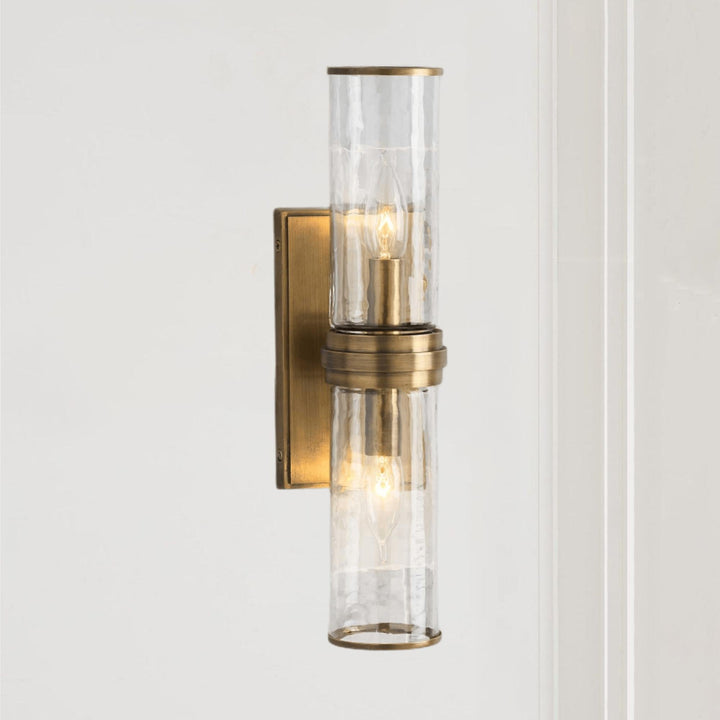 Hammered Clear Glass Shades Candelabra Sconce - Elegant Wall Sconces with Rich Finishes, Suitable for the Bathroom as Lighting for Your Makeup