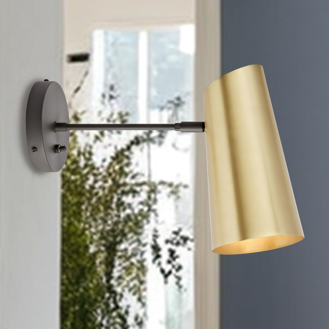 Metal Medium Streamline Glow Sconce - Articulating Brass Wall Lights for Living Room