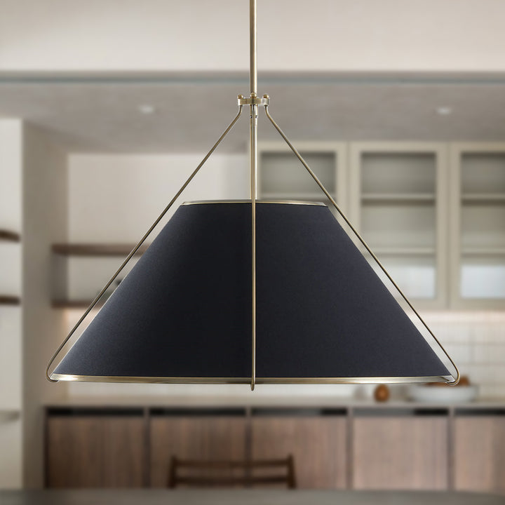 Linen Glow Brass Pendant Light - Modern Design with Burnished Brass Finish and Natural Linen Shade for Soft Lighting - Perfect for Living Room, Kitchen