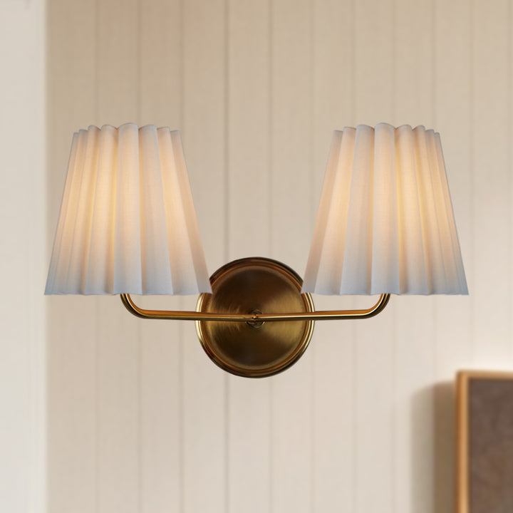Modern Brass Double Sconce for Transitional Decor - Hardwired Lighting for Bedrooms, Living Rooms, and Hallways