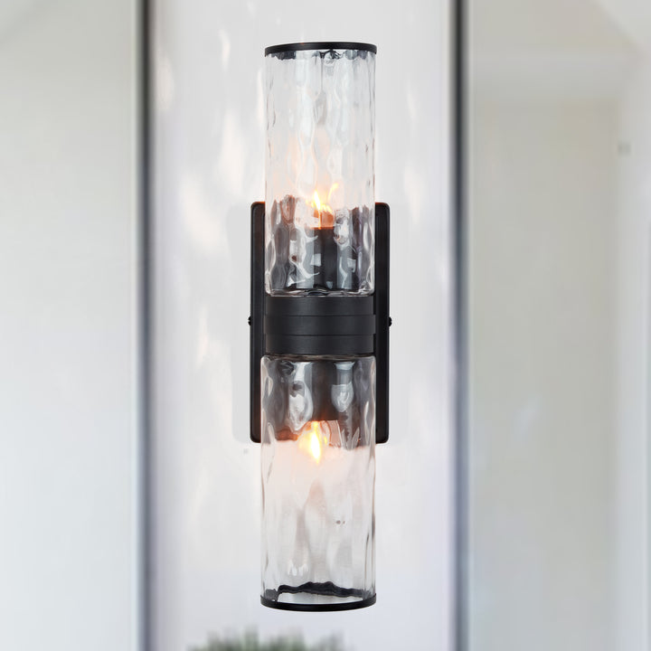 Hammered Clear Glass Shades Candelabra Sconce - Elegant Wall Sconces with Rich Finishes, Suitable for the Bathroom as Lighting for Your Makeup