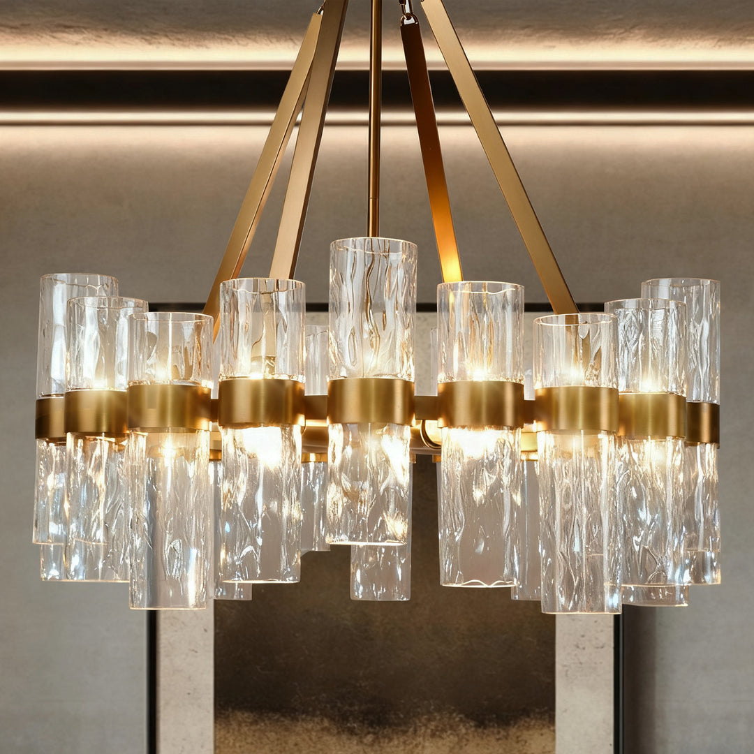 Penni Recycled Glass Chandelier - Elegant Art Deco Lighting Fixture - Perfect for Living Room Chandelier and Hanging Light Fixture