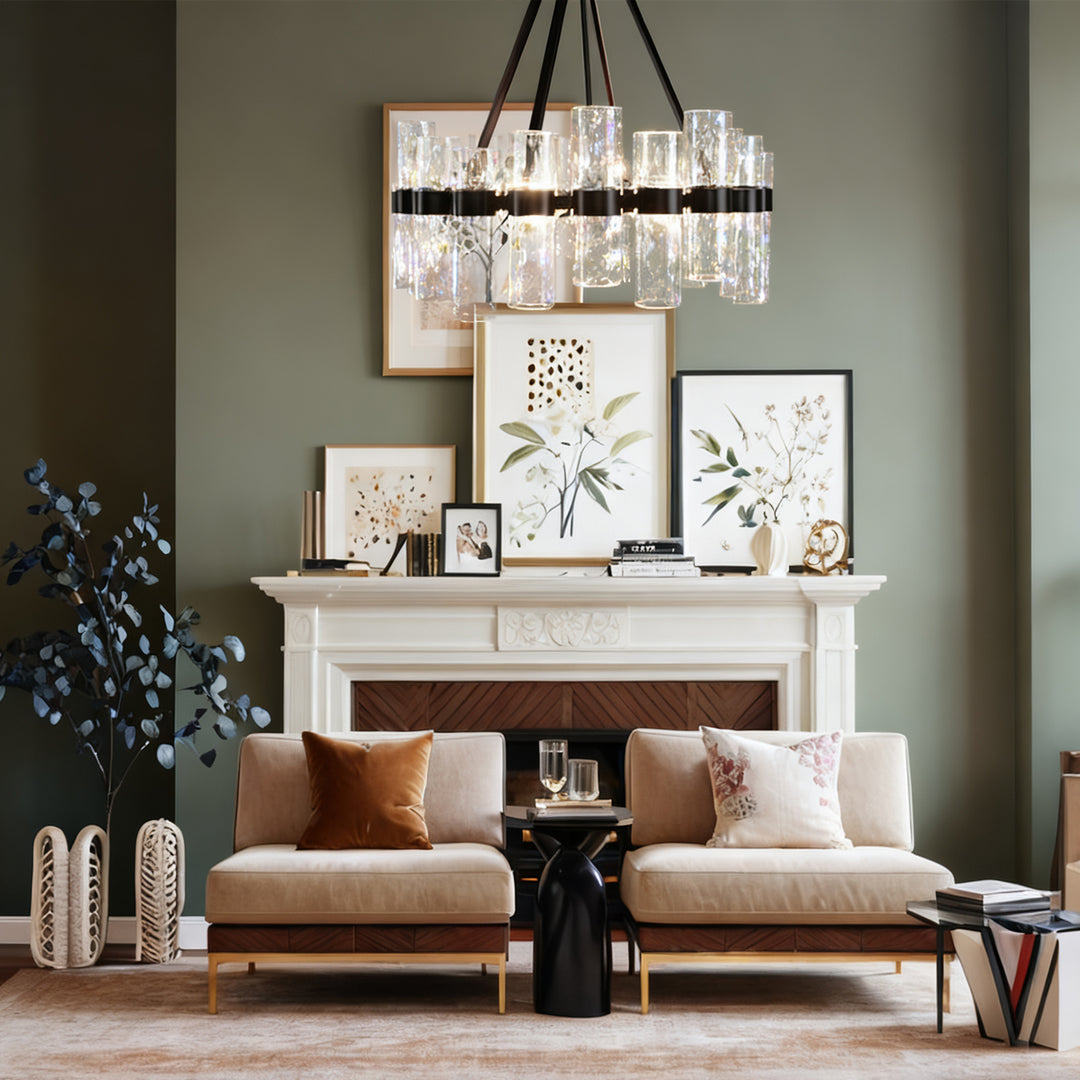 Penni Recycled Glass Chandelier - Elegant Art Deco Lighting Fixture - Perfect for Living Room Chandelier and Hanging Light Fixture