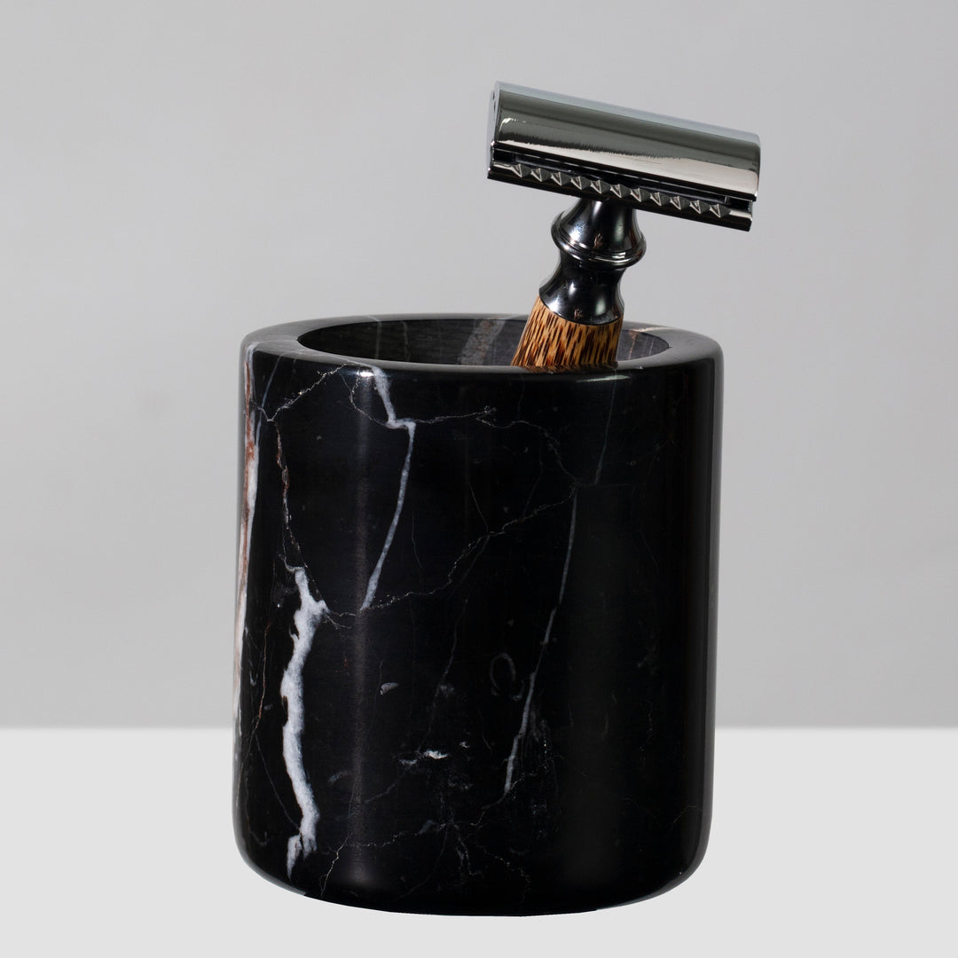 Handcrafted Black Marquina Marble Bath Accessories - Unique and Chic Bathroom Supplies for Elegant Decor