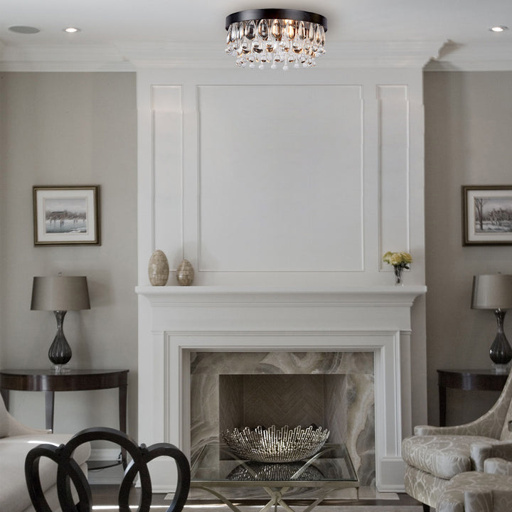 Crystal Glow Versa Flush Mount - Elegant Design with Crystal Droplets for Bedroom and Living Room Lighting