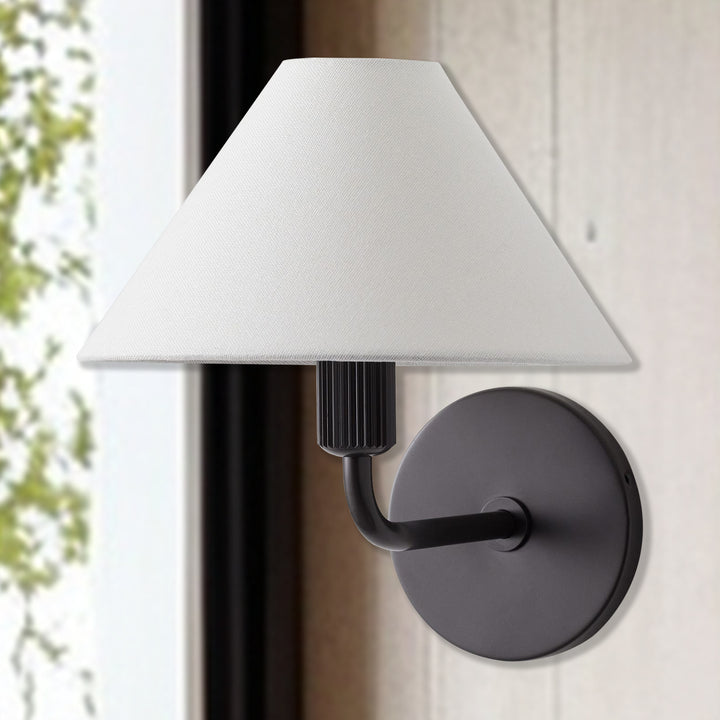 Elegant Linen Glow Sconce - Architectural Design Tapered Shade Wall Sconce for Bedroom and Living Room - A Statement Piece of Elegance and Sophistication