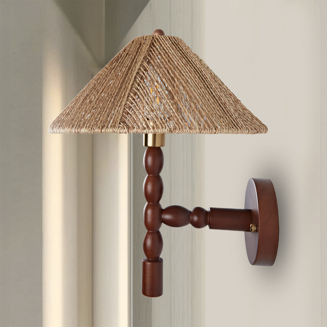 Samina Sconce - Modern Style with Handwoven jute and solid walnut - Perfect for Living Room, Dining Room and Enteyway