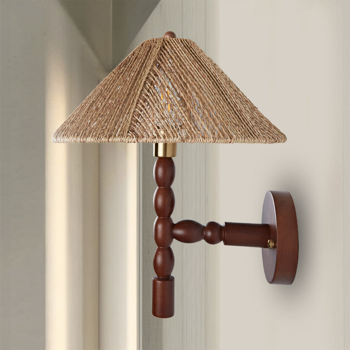 Samina Sconce - Modern Style with Handwoven jute and solid walnut - Perfect for Living Room, Dining Room and Enteyway