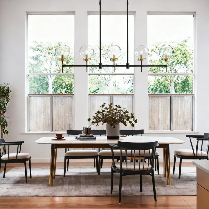 Camryn Glass Globe Linear Chandelier - Stylish Light Fixture for Dining Room and Living Room