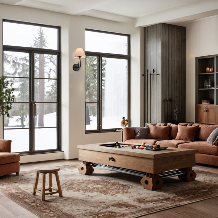 Classic Wall Lighting with Cream Linen Shade, Mid-century Modern Wall Mounted Lamp with Antique Hand-painted Metal Finish, Hardwired Light Fixture for Bedroom, Living Room, Corridor, Entryway