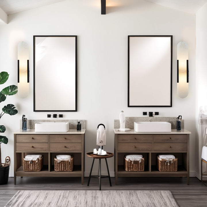 Alabaster Elegance Backplate Sconce - Elegant Alabaster Design with Stunning Finishes - Perfect for Bathroom Sconce