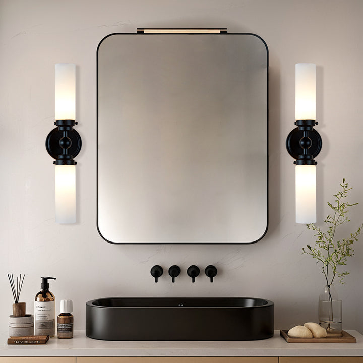 Spherical Steel Sconce - Modern Silhouette with Steel Construction and Spherical Detail - Stylish Bathroom Wall Lights and Contemporary Bathroom Sconces Modern